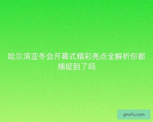 哈尔滨亚冬会开幕式精彩亮点全解析你都捕捉到了吗